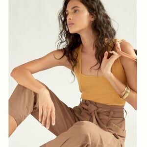 Maeve Anthropologie Stephie Cross-Back Gold Top Size Small